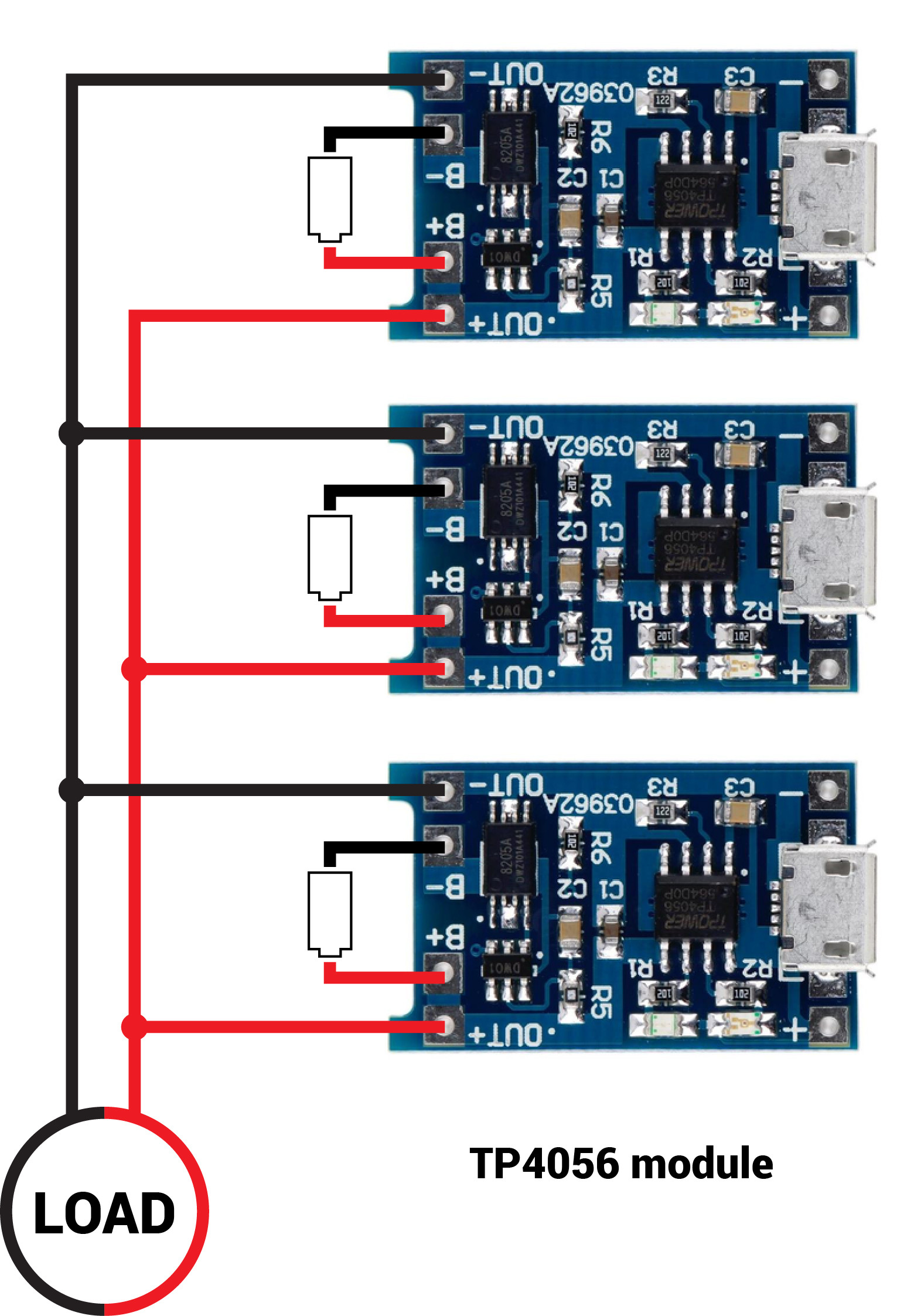TP4056 ماژول باتری چارج لیتیوم 3 چیپ
