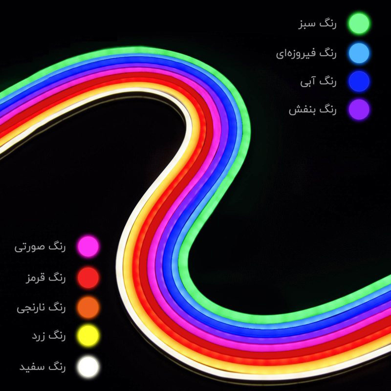 LED ریسه نئون فلکسی سرخ 12VDC