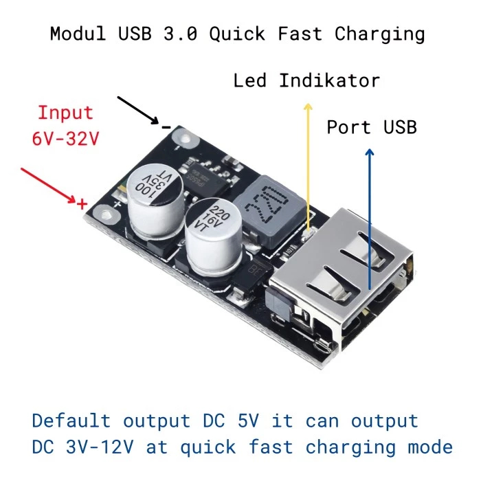 QC3-USB DC TO DC کاهنده ولتاژ