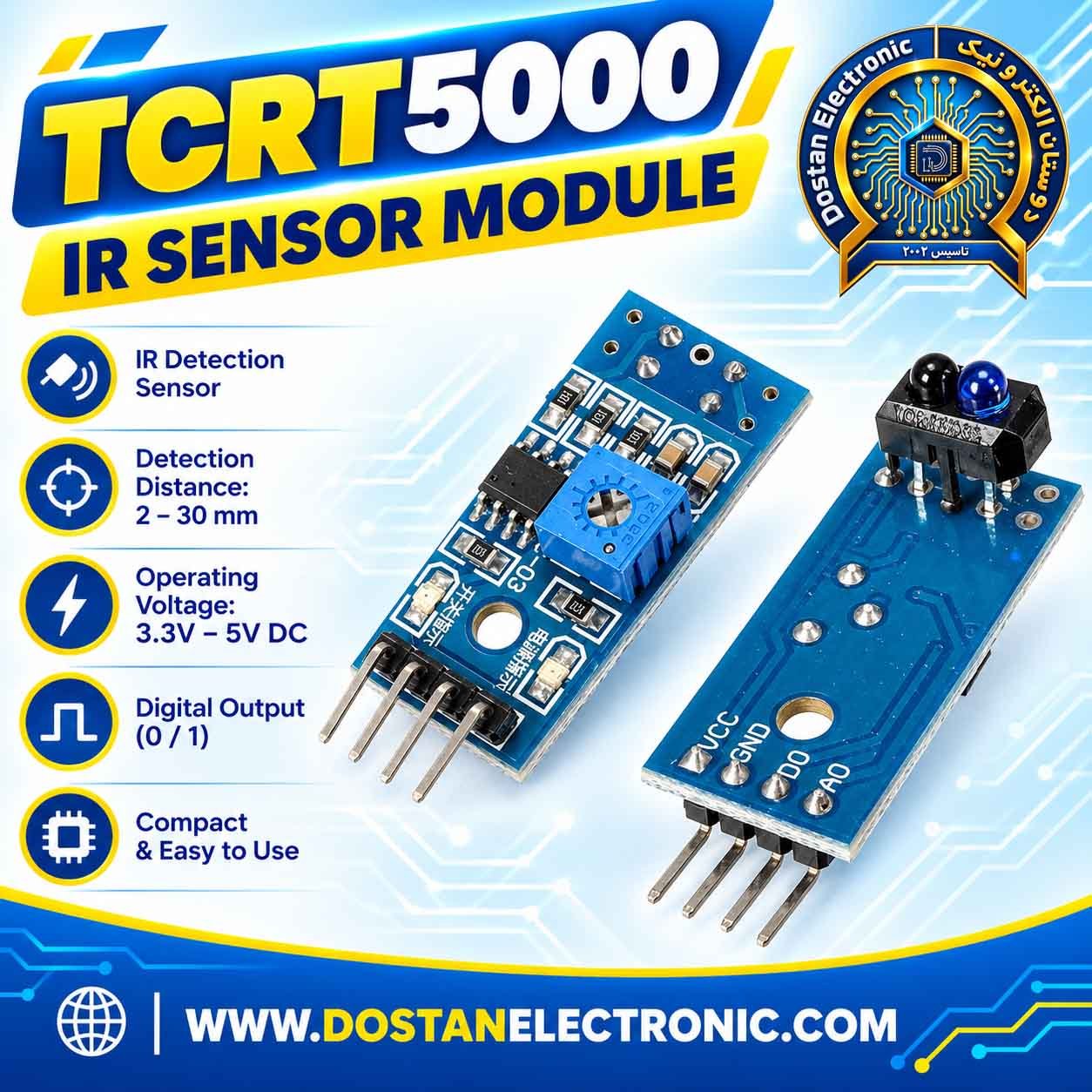 ماژول فرستنده گیرنده TCRT5000 IR